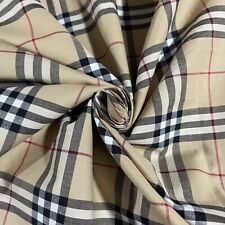 Beige 100% Cotton Tartan