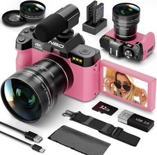 4K Digital Camera 48MP 16X 3'' AutoFocus WiFi W/ 52mm Macro Lens for Photography