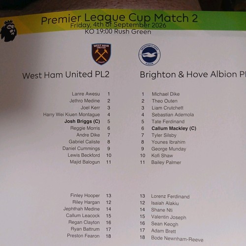West ham united u21s - west, v