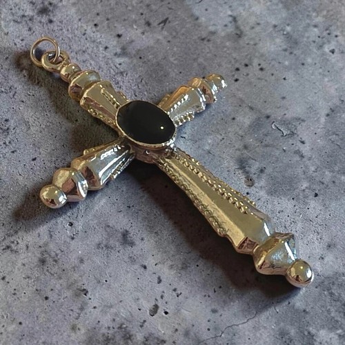 Large ornate silver tone - large, black