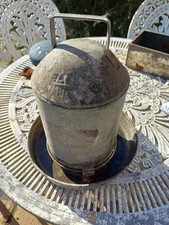 Great Vintage Galvanised Poultry Feeder I. Good Used Condition 13" Tall W/Handle