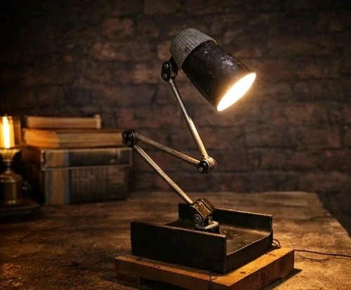 Steampunk industrial desk - steampunk, lamp