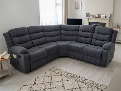 Grey fabric recliner corner - fabric,