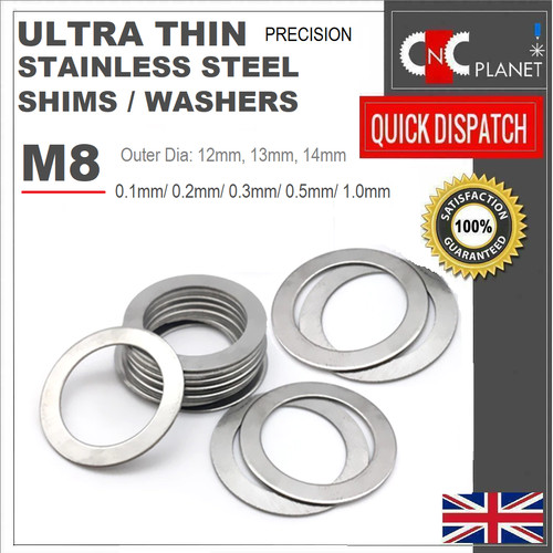 Ultra thin washers shims - m8,