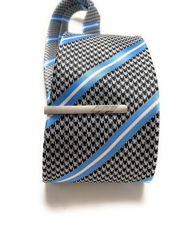 Three channel silver tie clip - three,