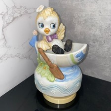 Vintage Artmark Ceramic Duckling Music Box 6.5" Hand Painted Japan Works