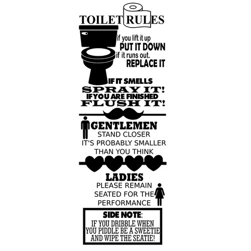 Toilet rules quote - rules, wall