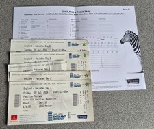 USED CRICKET TICKETS X5 * ENGLAND VS PAKISTAN * 2016 MANCHESTER * WITH SCORECARD