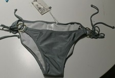 NEW SHERIDYN FISHER SWIMWEAR SILVER GREY RING BIKINI PANT BRIEF SIZE 12,14