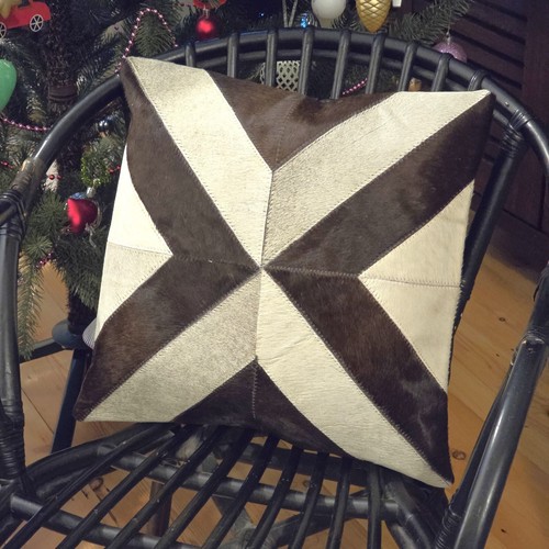 Handmade cowhide cushion cover - handmade,