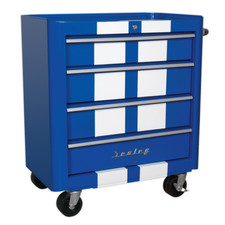 Sealey 4-Drawer Retro Style Blue Rollcab with White Stripes – AP28204BWS (C)