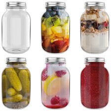6 x HEFTMAN Glass Mason Jars &