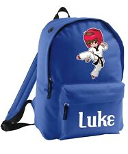 Kids Bag Custom Taekwondo Sport Backpack Martial Art Cartoon Bespoke Any Name