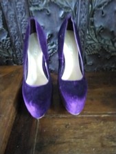 Size 6 Essex Glam High Heeled Shoes Purple Faux Suede
