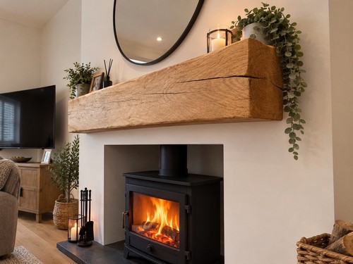 Solid oak fireplace mantel - solid,