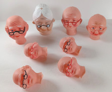 8 vintage plastic old man old