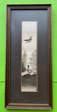 Vintage Japanese / Oriental Signed Watercolour with Bird Nature Setting