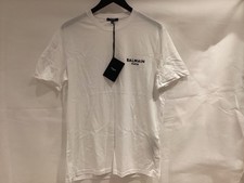 BALMAIN PARIS MENS SMALL LOGO FLOCK T-SHIRT  BRAND NEW SIZE MEDIUM WHITE