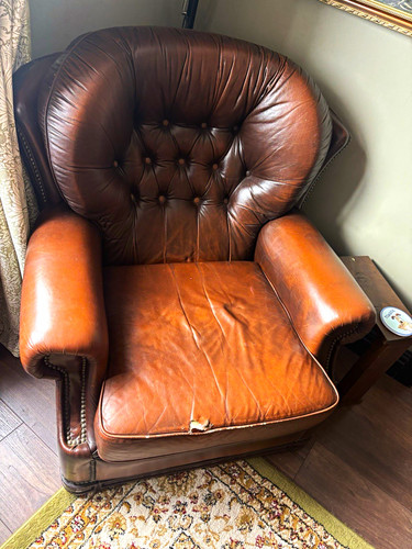 Brown leather upholstered - brown,