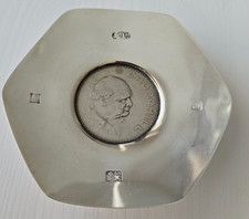Sterling Silver Winston Churchill 1965 Coin Pin Tray Dish Ashtray