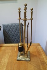 Vintage Brass Fireside Companion Set 50cm Tall