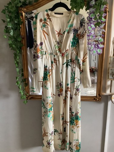 Zara ladies cream floral long - zara,