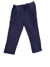 LADIES BLUE LINEN MIX CARGO