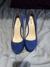 Well Worn High Platform Blue Suede Heels