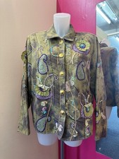 Indigo Moon Jacket Sz S - FAB Green & Purple Ombre Sequins Embroidery Size M