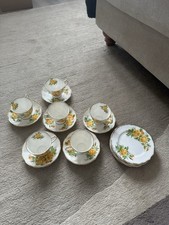 Royal Albert “Tea Rose” Bone China Tea Set 6 Trios Cup, Saucer & Plate Vintage