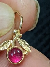 Vintage rose pink 14k 585 gold earring (1) alexandrite ruby 