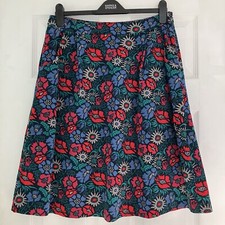 Seasalt Pomander Needlecord A Line Skirt Red Green & Blue Floral Pockets Size 12