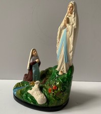 VINTAGE FRENCH OUR LADY LOURDES RELIGIOUS PLASTER FIGURE CHURCH ALTER CHRISTIAN
