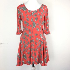 Barbara Hulanicki at Topshop Skater Mini Dress 8UK Coral Orange Leopard Print