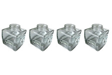 Square Glass Jars x4 Decorative Apothecary 106ml Small Clear Storage Containers