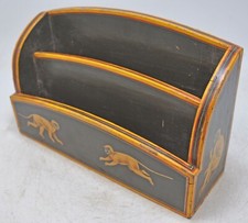 Vintage Wooden Paper Tray Original Old Hand Crafted Fine Painted