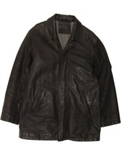 DOUGLAS Mens Leather Jacket UK 44 2XL Black Leather AF10