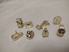 Monopoly 8 Gold Metal Tokens - Spares Replacements F1 CAR, WATCH, DUCK, SLIPPER