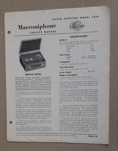 Marconiphone model t82b radio - model,