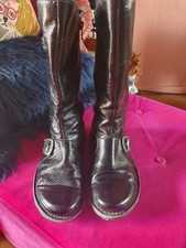 Fly London Women's Mes 2 Patent Black Leather Boots Size 3