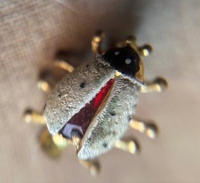 Vintage Ladybird Mini Gold Rhinestone Enamel Beetle Bug Brooch Pin Animal Insect