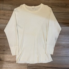 Vintage 80s Fruit of the Loom Thermal Shirt Long Sleeve Waffle Knit White Large