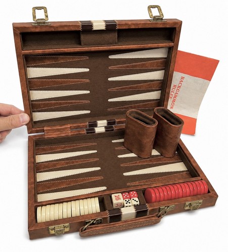 Backgammon set faux leather - set, in
