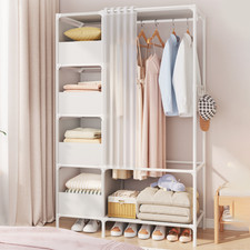 Heavy Duty Clothes Rail Storage Garment Shelf Hanging Rack Metal Display Stand