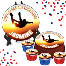 Skydiving PERSONALISED Birthday Edible 8 Inch Icing OR Cupcake Toppers Skydive