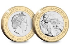 2021 JERSEY ERNEST SHACKLETON 2 TWO POUND COIN BU UNC