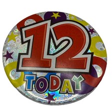 12 Badge Large Colourful Glitter Numbers 15cm diameter Round New 