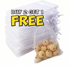 10 50 100pcs White Luxury Organza Wedding Favour Gift Candy Bags Pouch