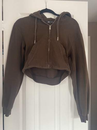 Zara brown cropped zip - cropped,