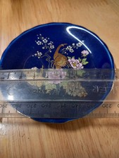 Small Colbat Blue Decorative Plate With Peacock Design 